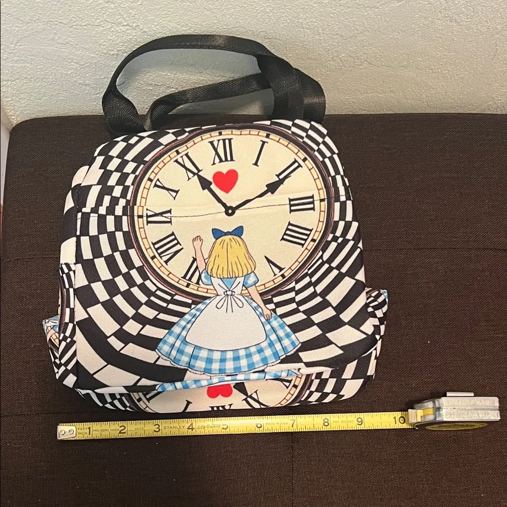 #1207** Alice in Wonderland Themed Black /White Tote Bag & Lunch Pack. - Picture 5 of 7